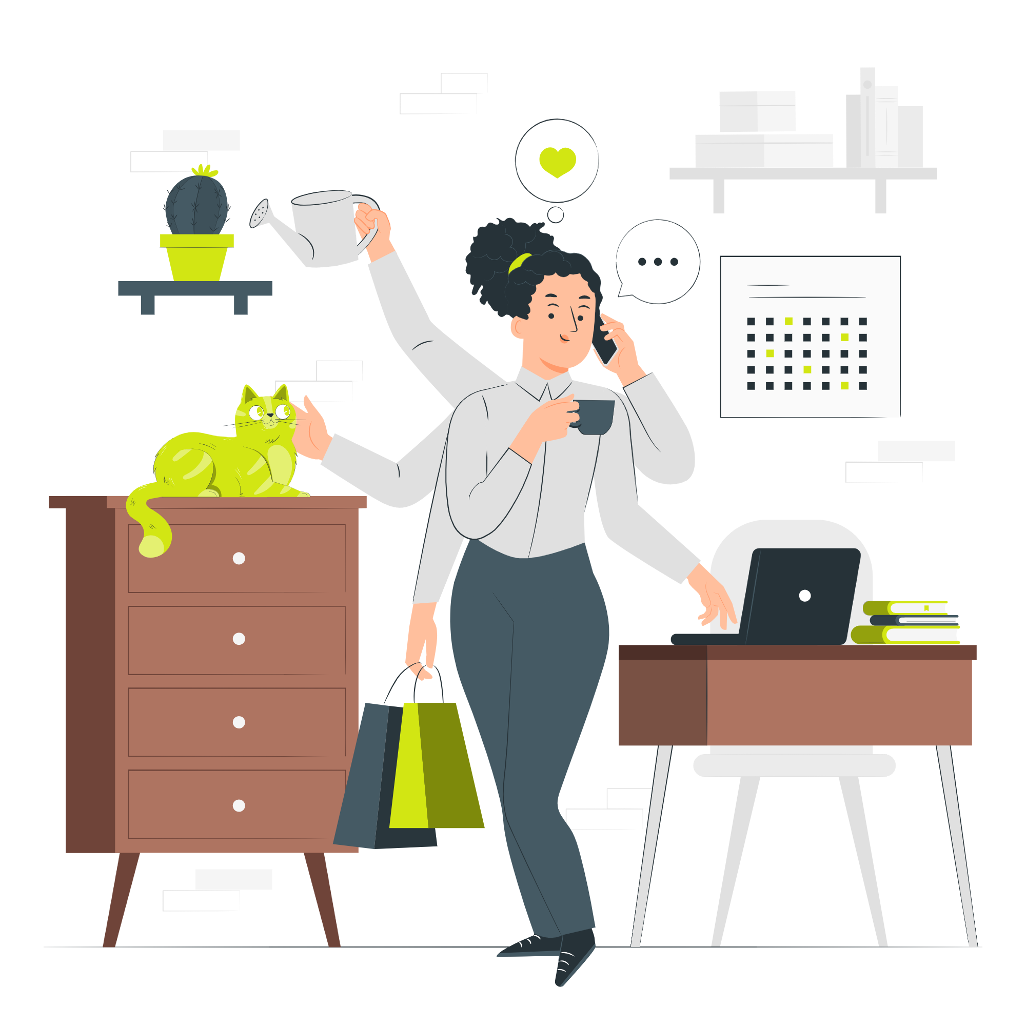 Gráfica de planificación semanal con herramientas de organización